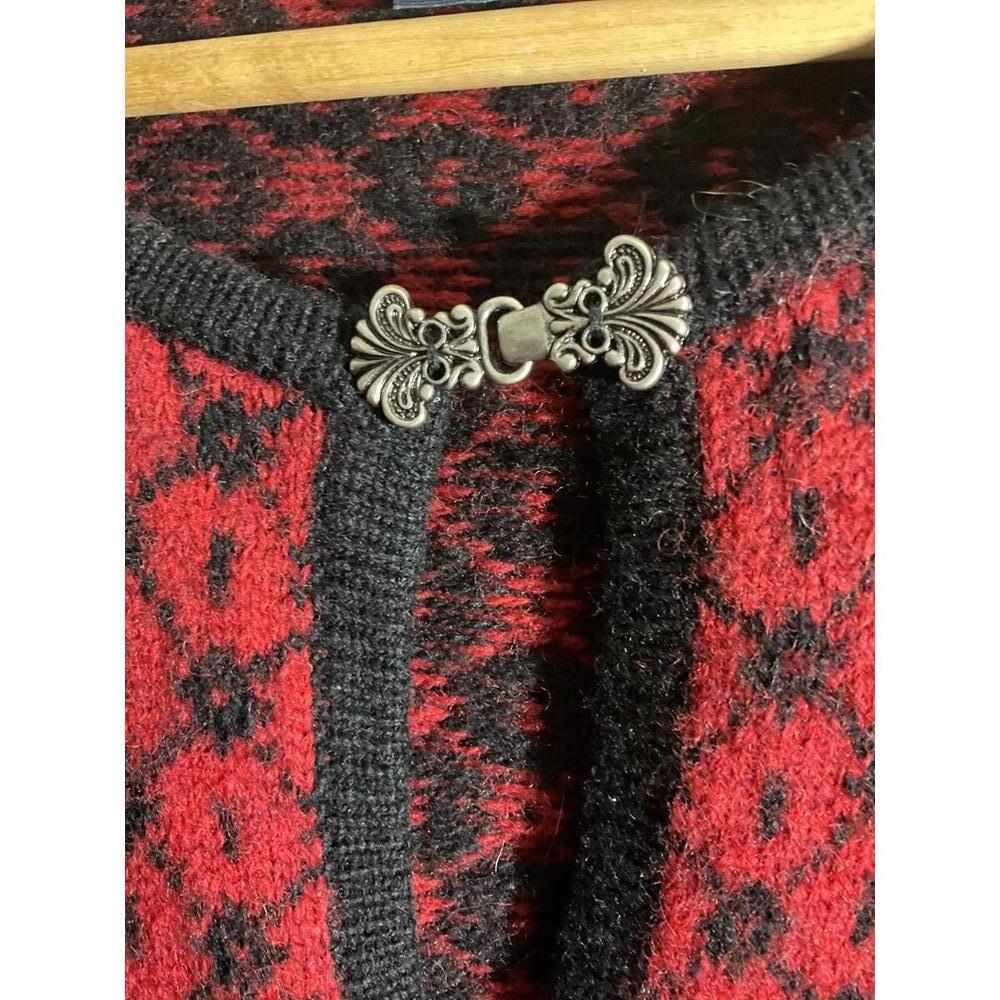 Woolrich Women's Red/Burgundy Embroidered Wool Cardigan Sweater XL - Picture 4 of 9